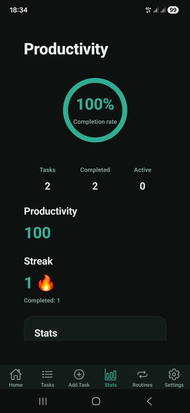 Momentum TODO routine result screen