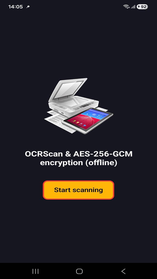 Docs Scan OCR Android scanner screen